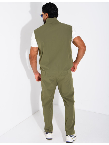 Ensemble en tissu imperméable pantalon et veste sans manches réversible