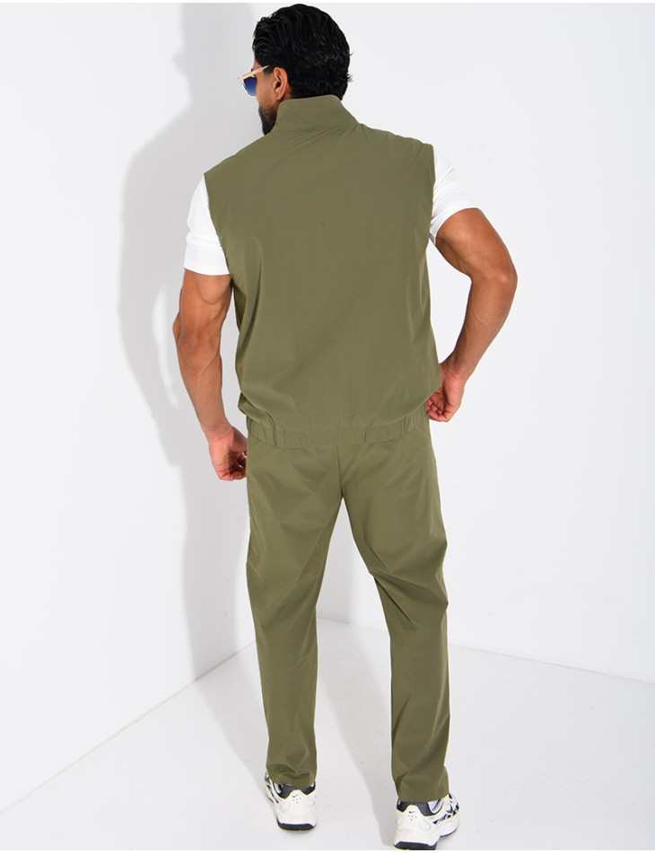 Ensemble en tissu imperméable pantalon et veste sans manches réversible
