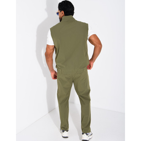 Ensemble en tissu imperméable pantalon et veste sans manches réversible
