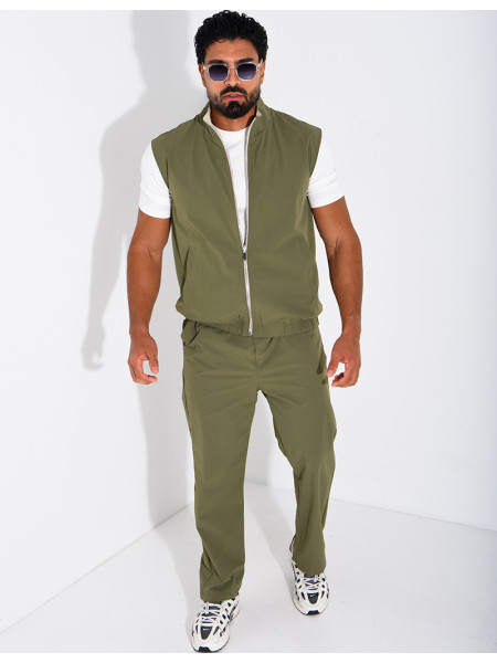 Ensemble en tissu imperméable pantalon et veste sans manches réversible
