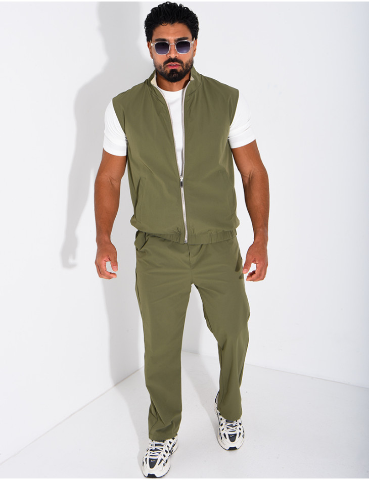 Ensemble en tissu imperméable pantalon et veste sans manches réversible