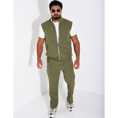 Ensemble en tissu imperméable pantalon et veste sans manches réversible