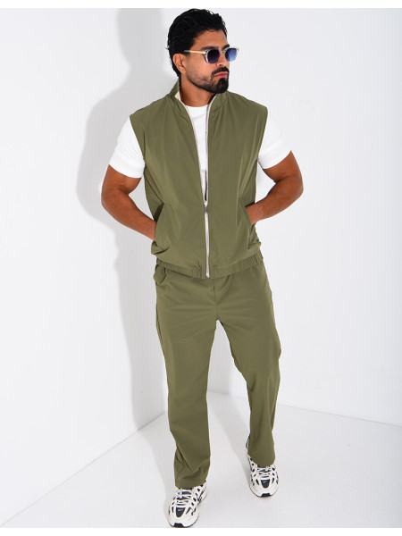 Ensemble en tissu imperméable pantalon et veste sans manches réversible