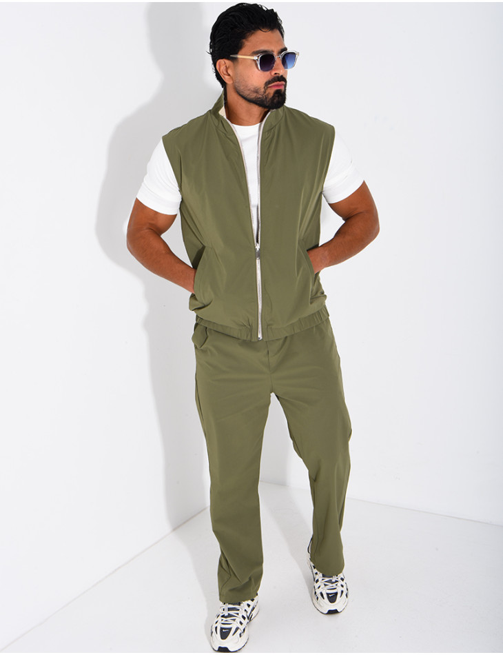 Ensemble en tissu imperméable pantalon et veste sans manches réversible