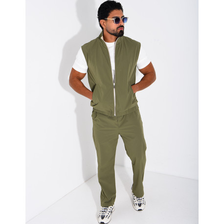 Ensemble en tissu imperméable pantalon et veste sans manches réversible