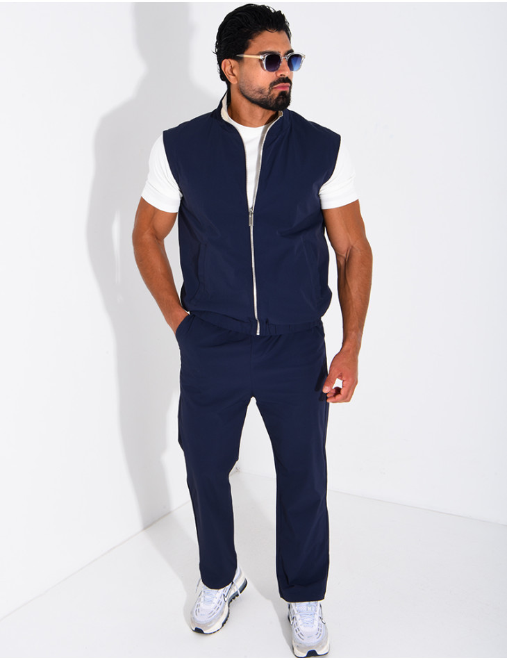 Ensemble en tissu imperméable pantalon et veste sans manches réversible