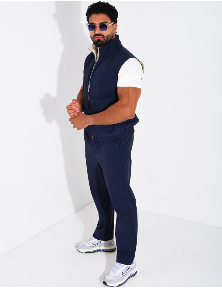 Ensemble en tissu imperméable pantalon et veste sans manches réversible