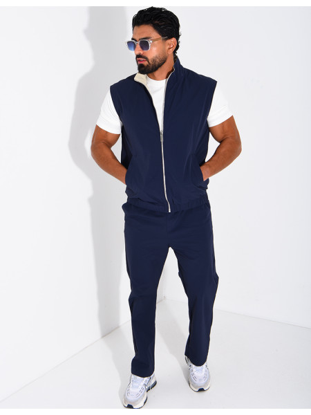 Ensemble en tissu imperméable pantalon et veste sans manches réversible