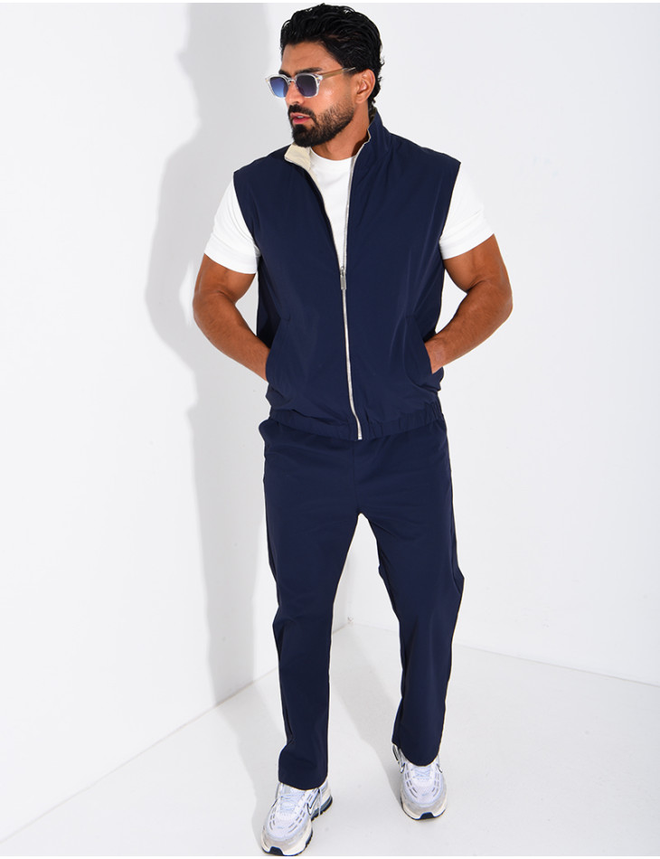 Ensemble en tissu imperméable pantalon et veste sans manches réversible