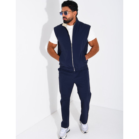 Ensemble en tissu imperméable pantalon et veste sans manches réversible