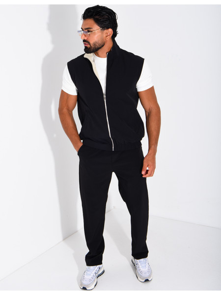 Ensemble en tissu imperméable pantalon et veste sans manches réversible