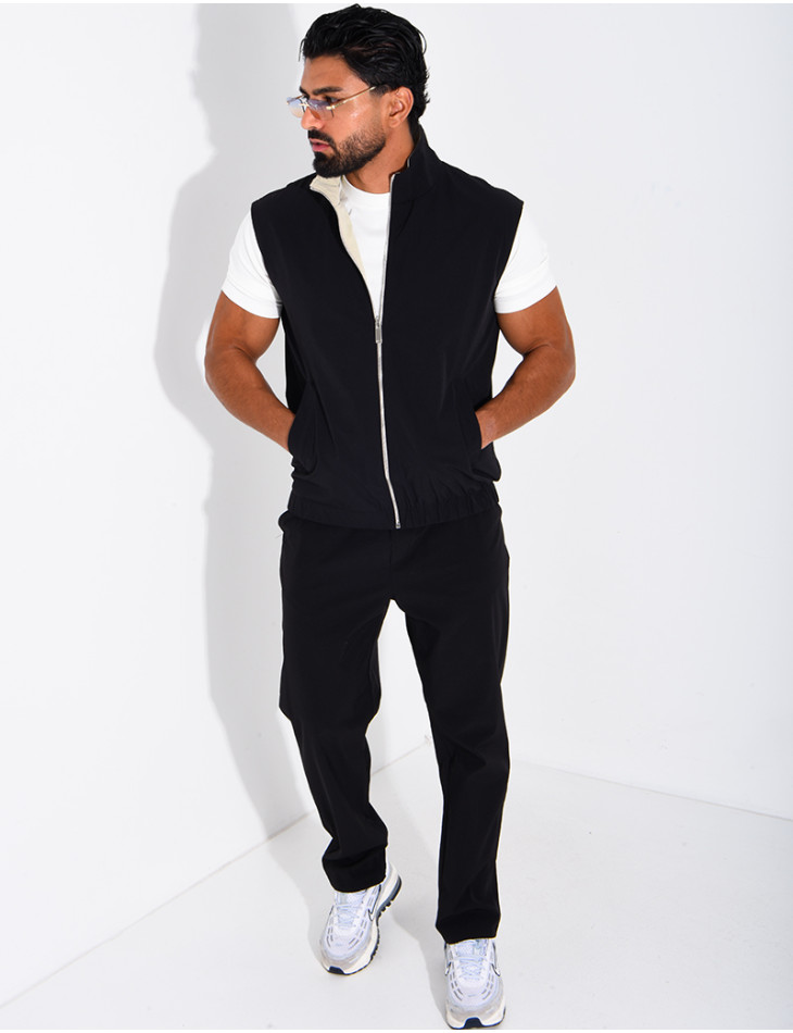 Ensemble en tissu imperméable pantalon et veste sans manches réversible