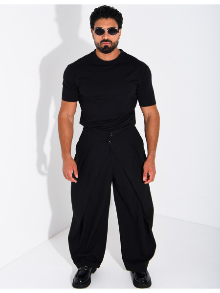 Pantalon large à taille élastique
