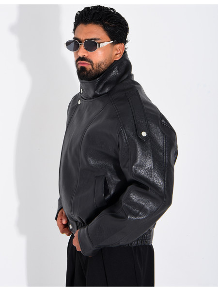 Veste en similicuir grainé
