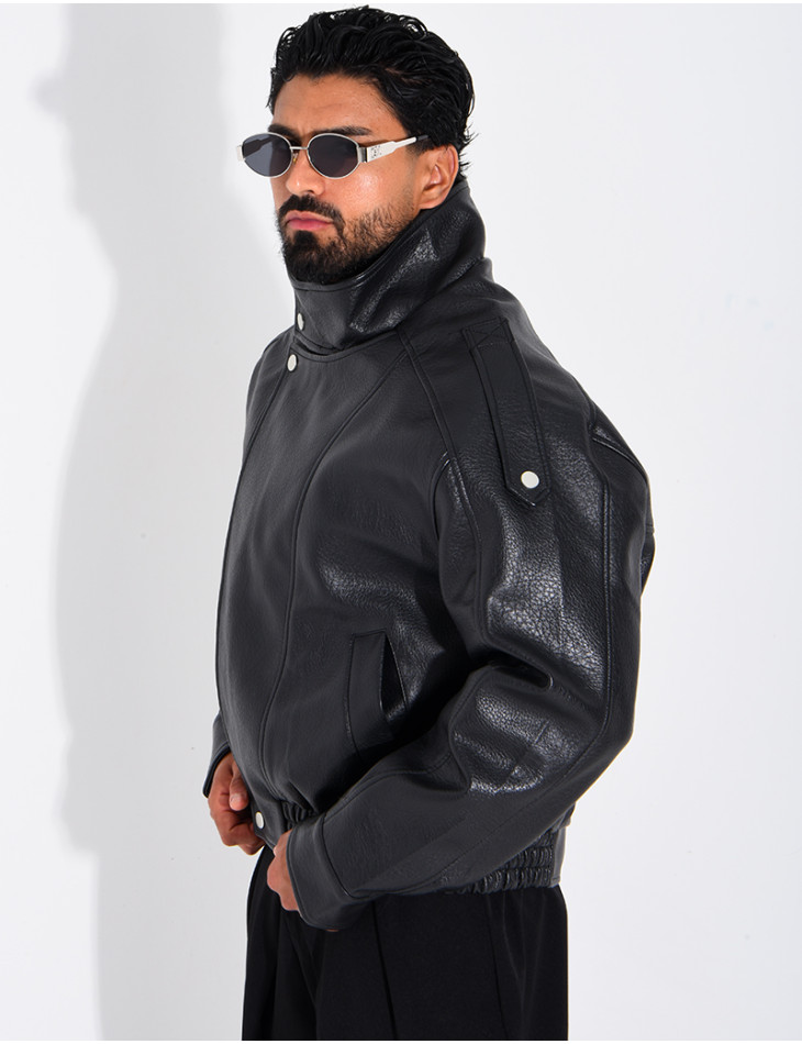 Veste en similicuir grainé