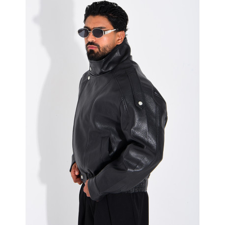 Veste en similicuir grainé