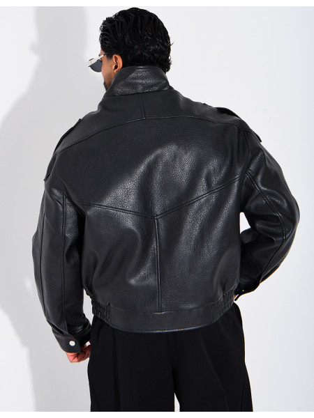 Veste en similicuir grainé