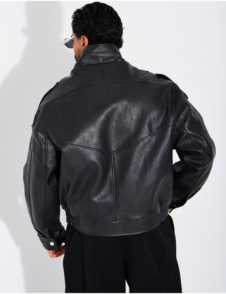 Veste en similicuir grainé