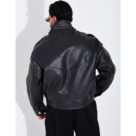 Veste en similicuir grainé