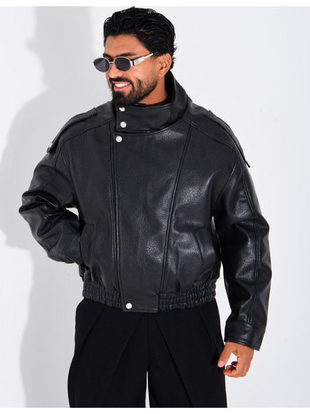 Veste en similicuir grainé