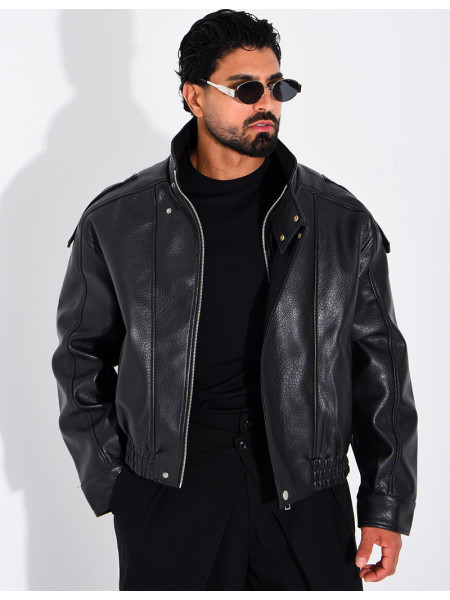 Veste en similicuir grainé