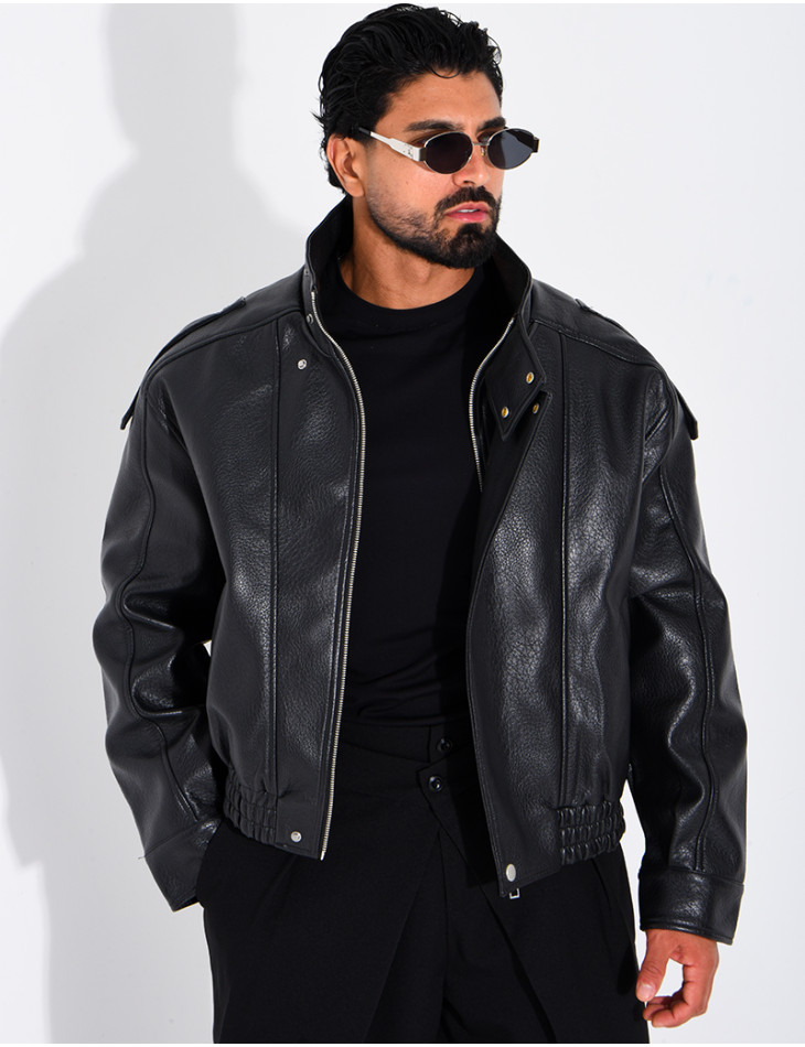 Veste en similicuir grainé