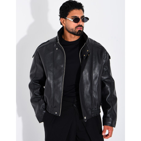 Veste en similicuir grainé