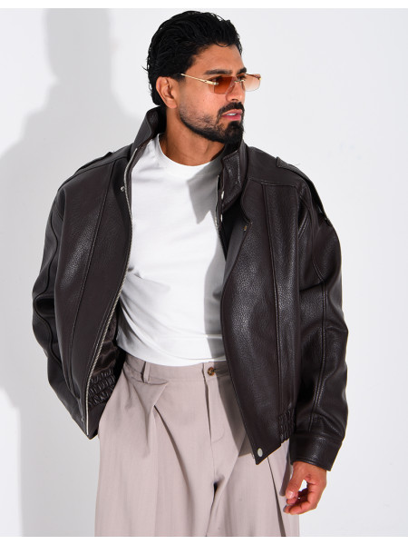 Veste en similicuir grainé