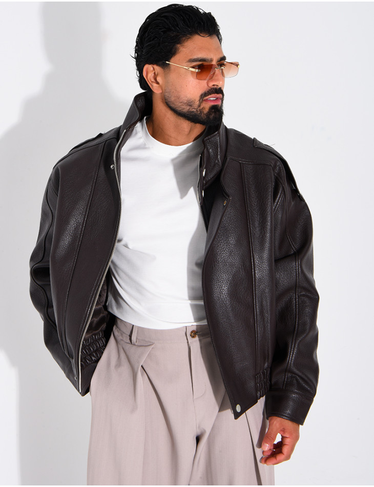 Veste en similicuir grainé