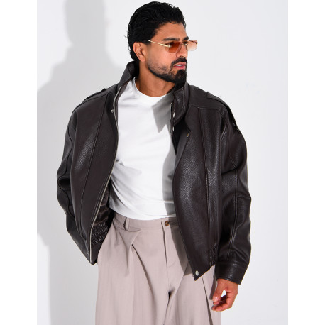 Veste en similicuir grainé