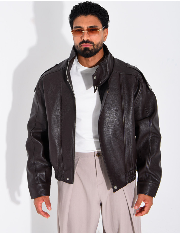 Veste en similicuir grainé