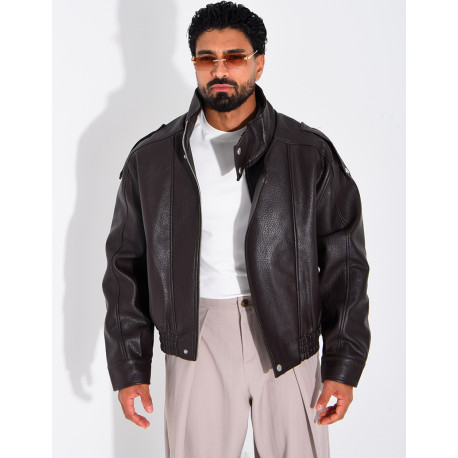 Veste en similicuir grainé
