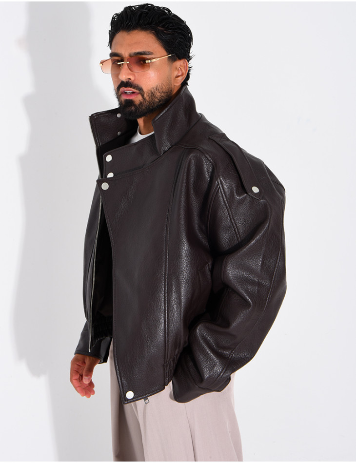 Veste en similicuir grainé