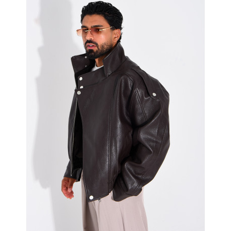 Veste en similicuir grainé