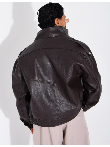 Veste en similicuir grainé