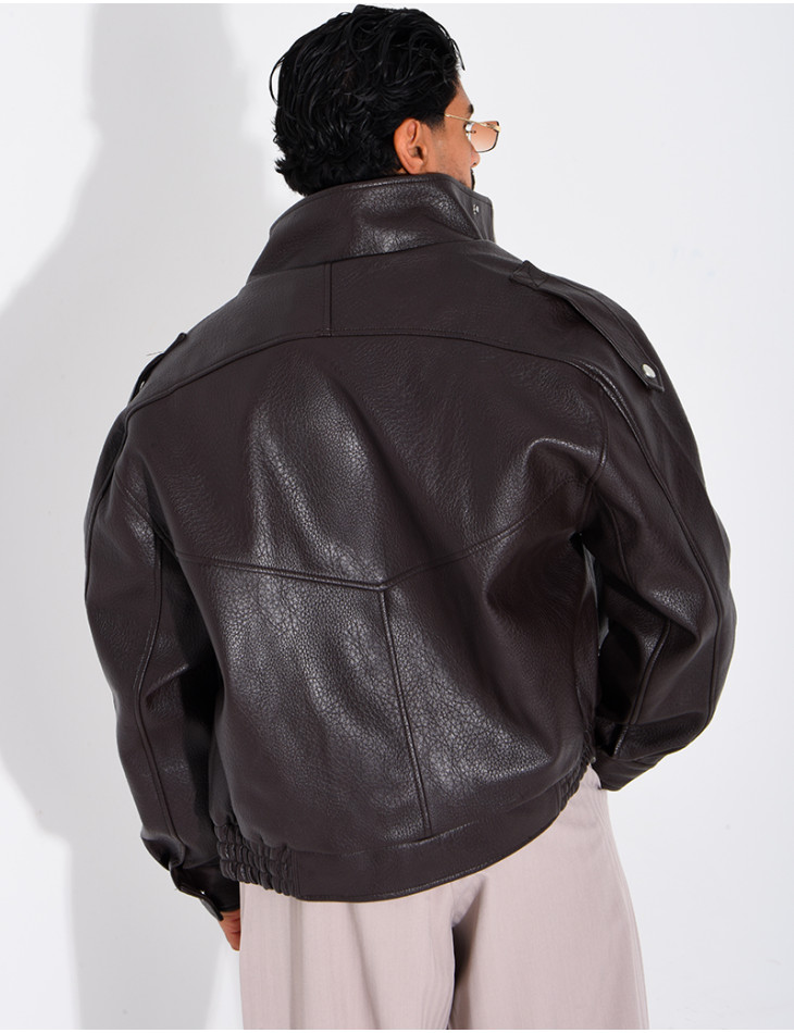 Veste en similicuir grainé