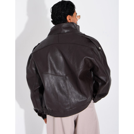 Veste en similicuir grainé