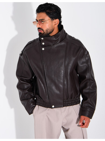 Veste en similicuir grainé