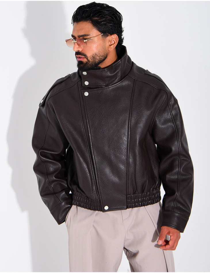 Veste en similicuir grainé