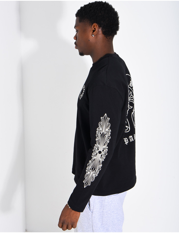 Long-sleeved patterned T-shirt