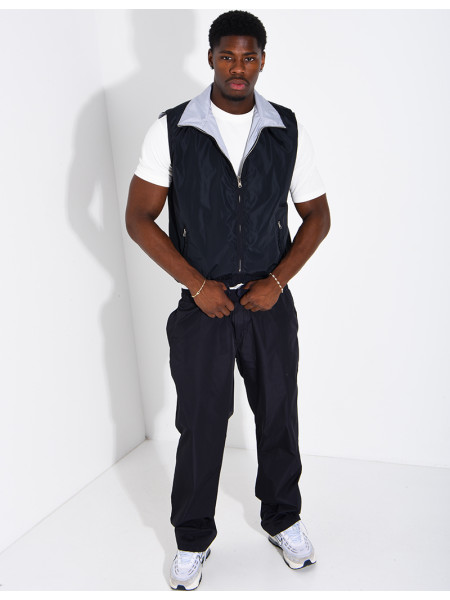 Ensemble en tissu imperméable pantalon et veste sans manches réversible