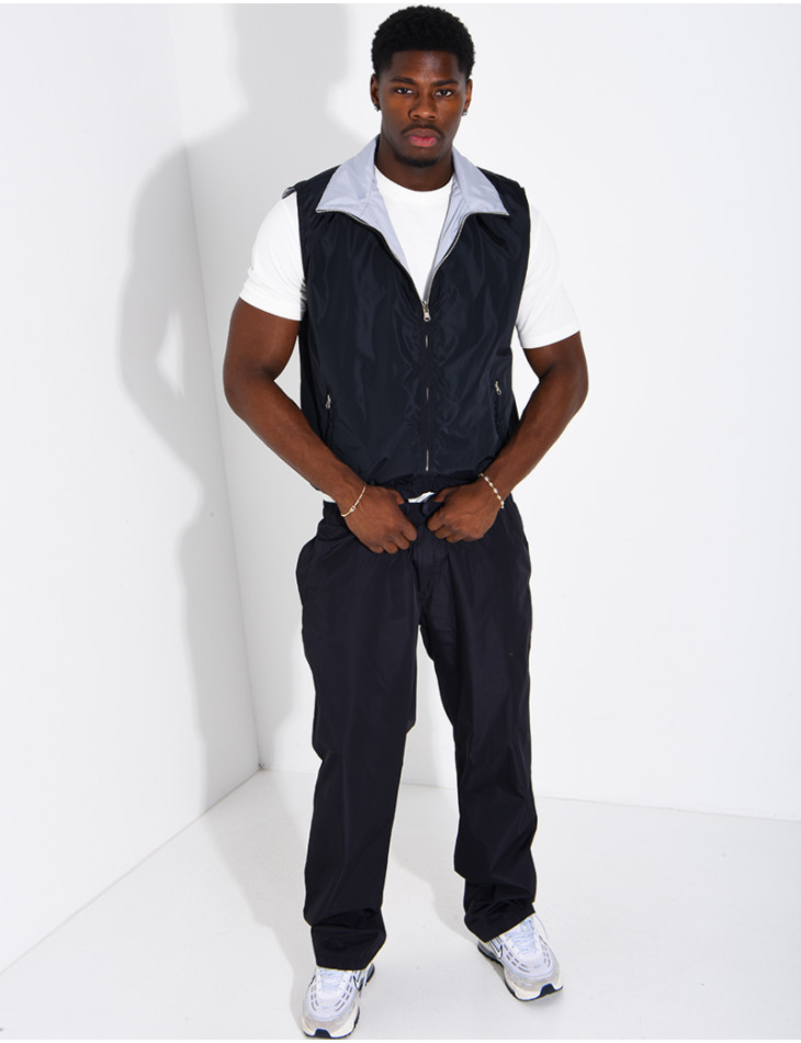 Ensemble en tissu imperméable pantalon et veste sans manches réversible