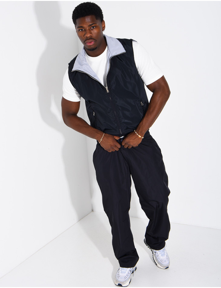 Ensemble en tissu imperméable pantalon et veste sans manches réversible