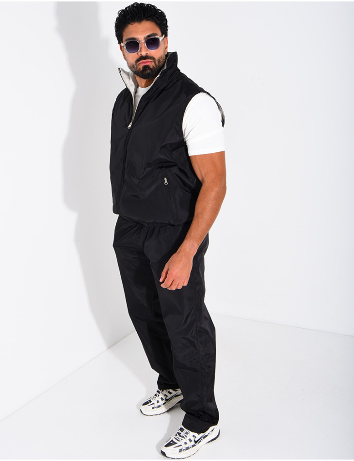 Ensemble en tissu imperméable pantalon et veste sans manches réversible