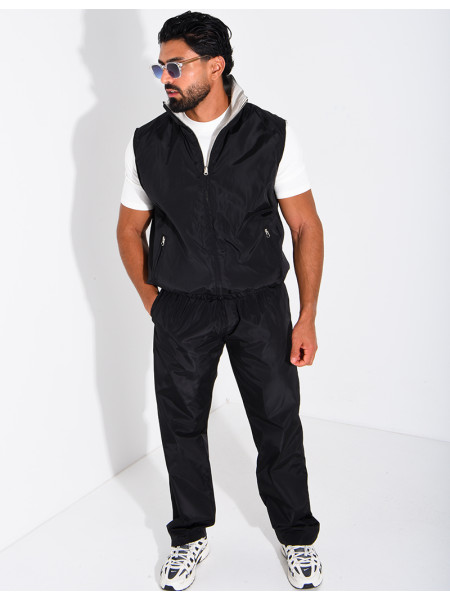 Ensemble en tissu imperméable pantalon et veste sans manches réversible