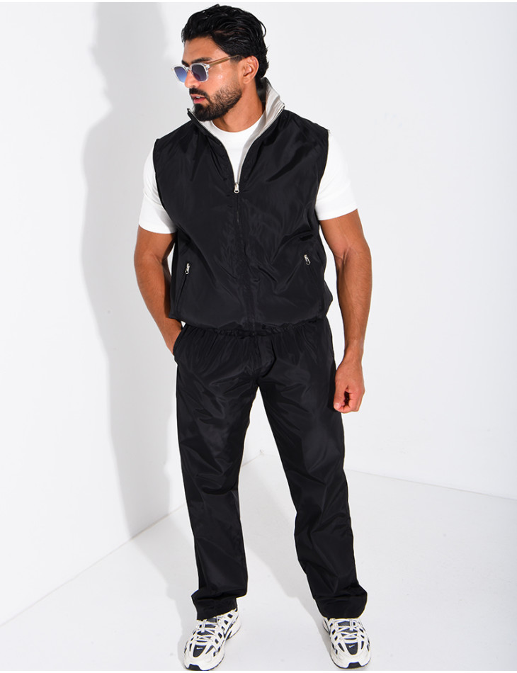 Ensemble en tissu imperméable pantalon et veste sans manches réversible