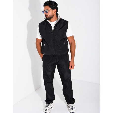 Ensemble en tissu imperméable pantalon et veste sans manches réversible