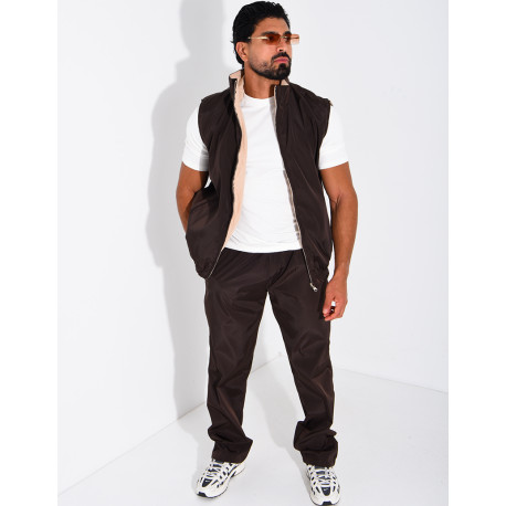 Ensemble en tissu imperméable pantalon et veste sans manches réversible