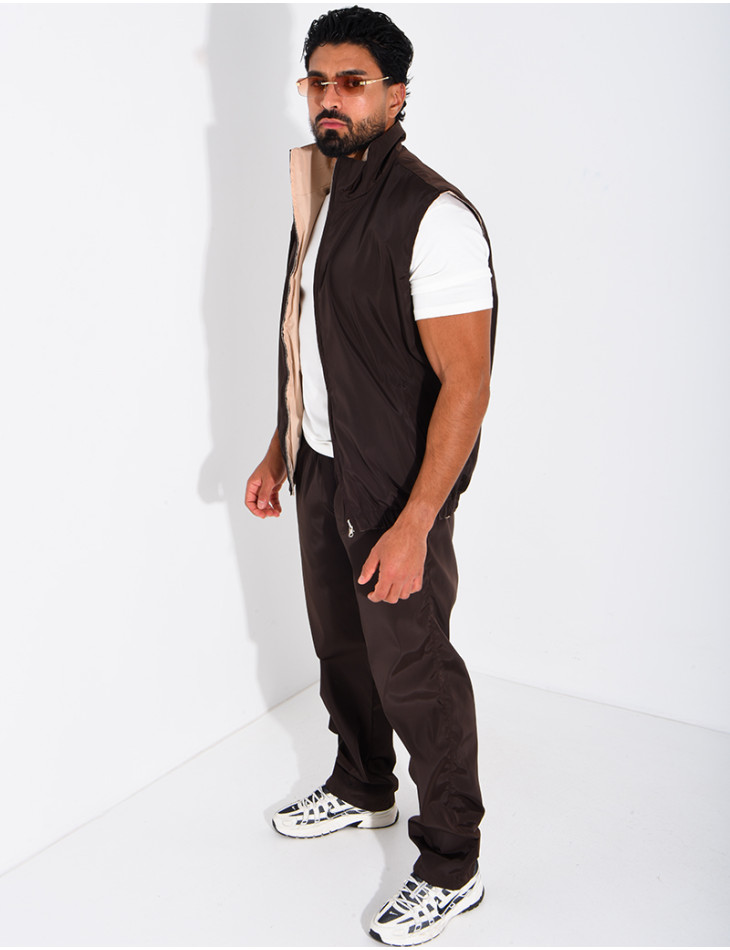 Ensemble en tissu imperméable pantalon et veste sans manches réversible