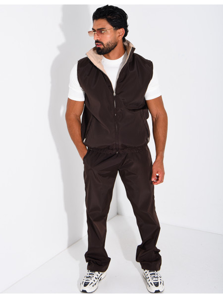 Ensemble en tissu imperméable pantalon et veste sans manches réversible
